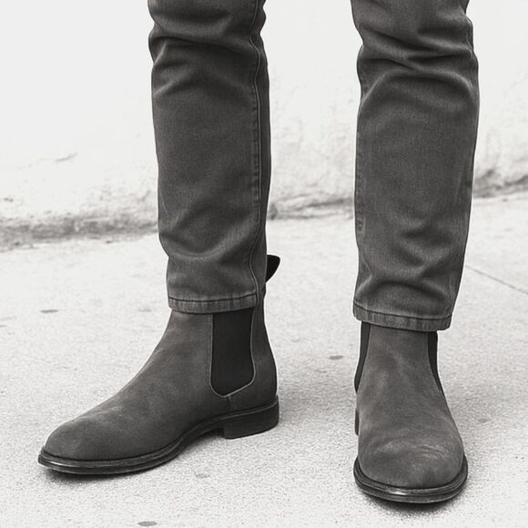 THURSDAY Brown Suede Pull On Duke Chelsea Boots Shoes  Mens Size 8 - Picture 1 of 10